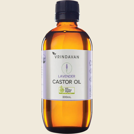 Vrindavan Certified Organic Castor Oil With Lavender 200mL, Calming Aroma