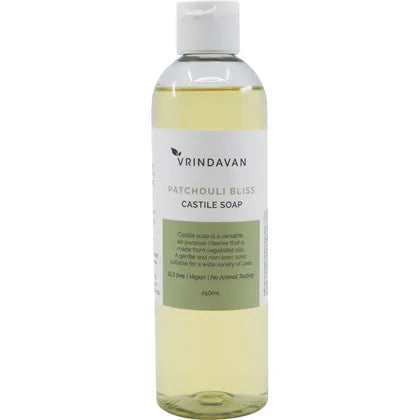 Vrindavan Castile Soap Patchouli Bliss 250mL, With Grounding Aroma Of Patchouli