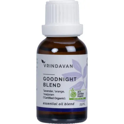 Vrindavan Certified Organic Essential Oil 100% Pure Goodnight Blend 25mL, For A Restful Sleep