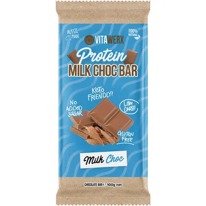 Vitawerx Protein Milk Chocolate Bar Single 100g Or A Box of 12, Low Carb & Low Sugar