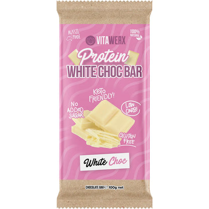 Vitawerx Protein White Chocolate Bar Single 100g Or A Box of 12, Low Carb & Low Sugar