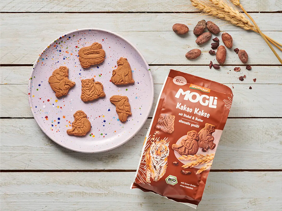 Mogli Organic Cocoa Biscuits with Spelt & Butter 125g, Natural & Organic Snacking For Kids