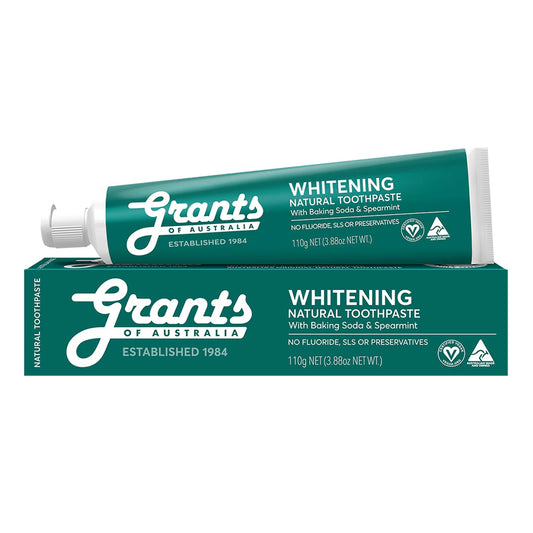 Grants Natural Toothpaste 110g, Whitening with Baking Soda & Spearmint Flavour (Fluoride Free)