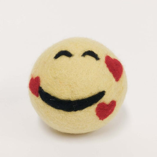 Eco Max Hand Felted Wool Dryer Ball, Love Emoji Design; Reduces Drying Time BY 25%