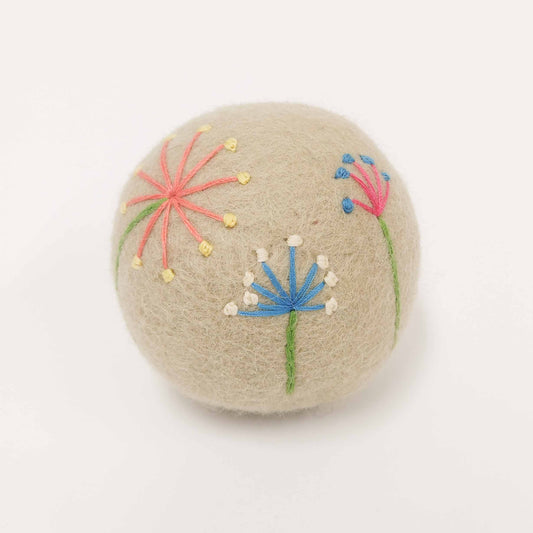 Eco Max Hand Felted Wool Dryer Ball, Cream Flowers Design; Reduces Drying Time BY 25%