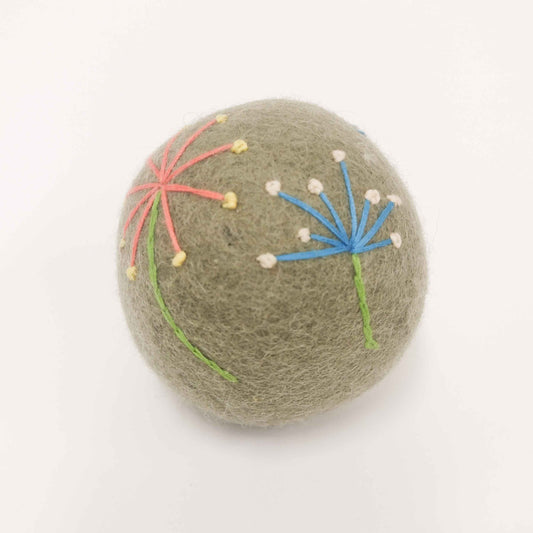 Eco Max Hand Felted Wool Dryer Ball, Grey Flowers Design; Reduces Drying Time BY 25%