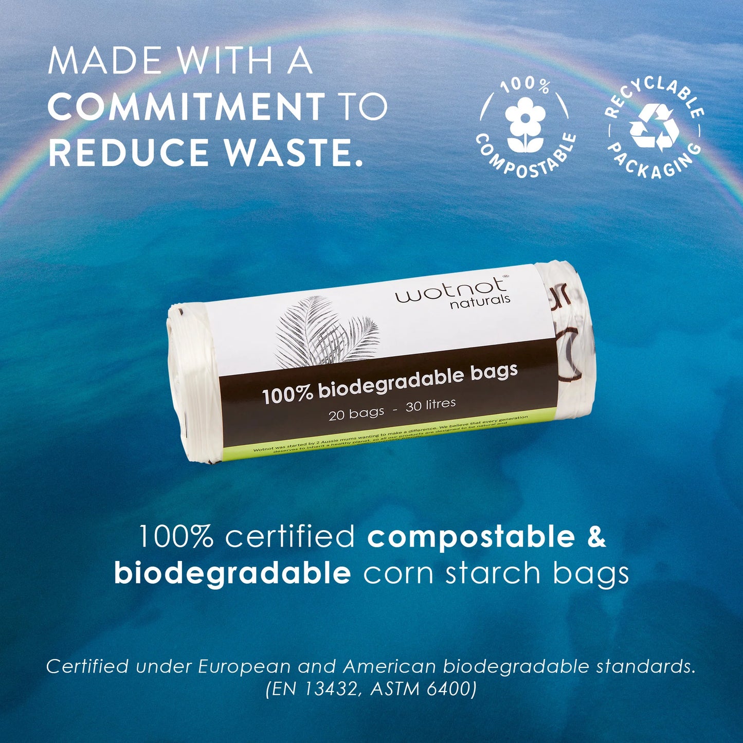 Wotnot Naturals Bin Nappy Bags 30L x 20 Bags, 100% Biodegradeable