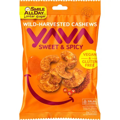 Yava Wild Harvested Sweet & Spicy Cashews 35g Single Or 10 X 35g Carton, With Chilli & Garlic