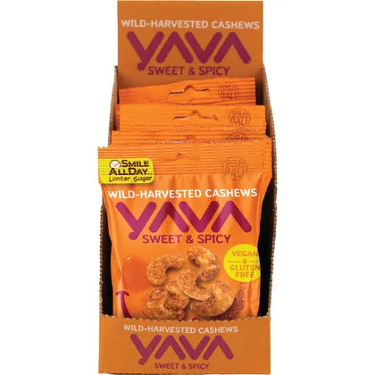 Yava Wild Harvested Sweet & Spicy Cashews 35g Single Or 10 X 35g Carton, With Chilli & Garlic