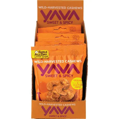 Yava Wild Harvested Sweet & Spicy Cashews 35g Single Or 10 X 35g Carton, With Chilli & Garlic