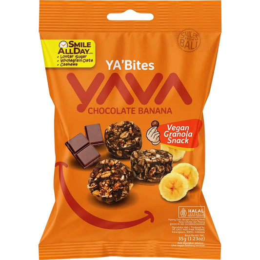 Yava YA'Bites Granola Snack Chocolate Banana 35g Single Or 35g X 8 Carton, The Perfect Granola Snack