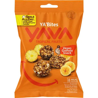 Yava YA'Bites Granola Snack Tropical Fruits 35g Single Or 35g X 8 Carton, The Perfect Granola Snack