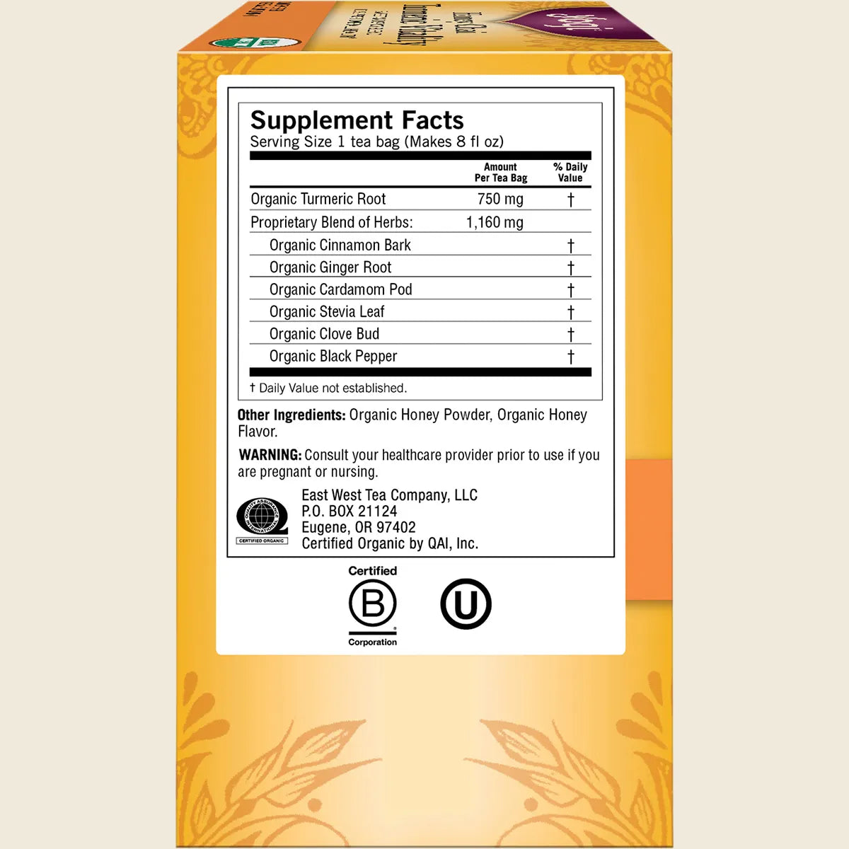 Yogi Herbal Tea Honey Chai Turmeric Vitality 16 Bags, Golden Vitality Ritual