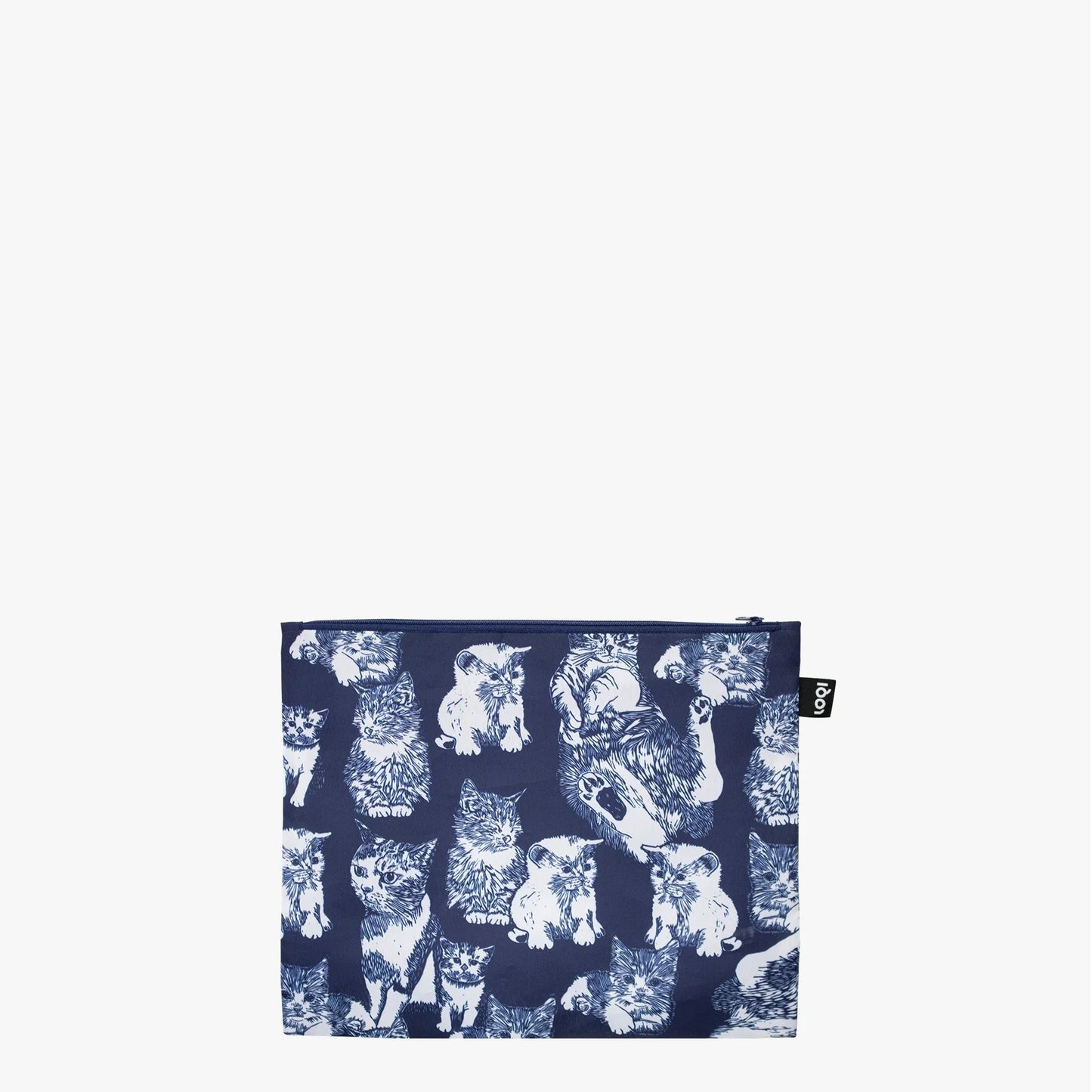 LOQI Recycled Zip Pockets Set Of Three, Cats | By Red Poppy Bee