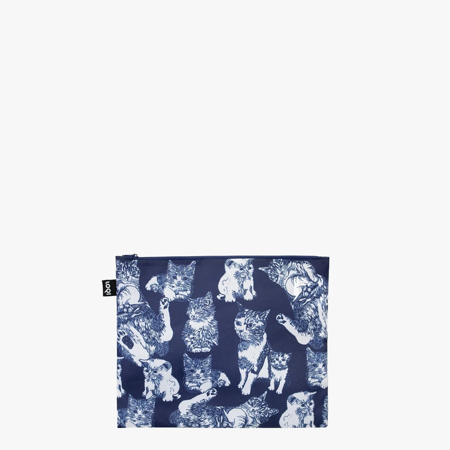 LOQI Recycled Zip Pockets Set Of Three, Cats | By Red Poppy Bee