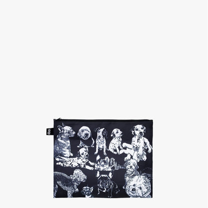 LOQI Recycled Zip Pockets Set Of Three, Dogs | By Red Poppy Bee