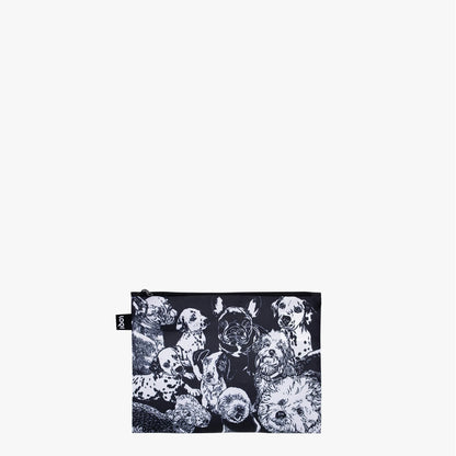 LOQI Recycled Zip Pockets Set Of Three, Dogs | By Red Poppy Bee