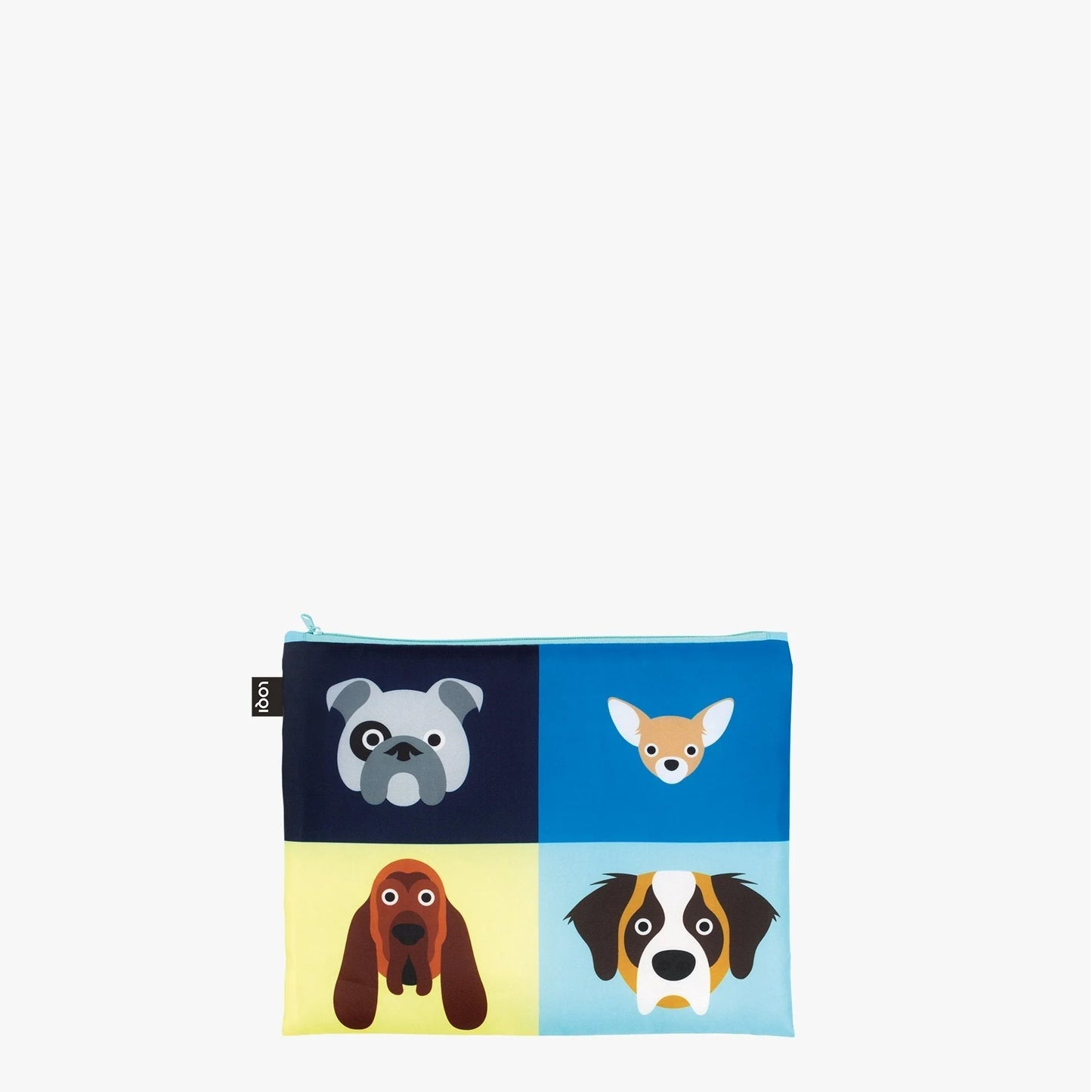 LOQI Recycled Zip Pockets Set Of Three, Dogs & Cats | By Stephen Cheetham