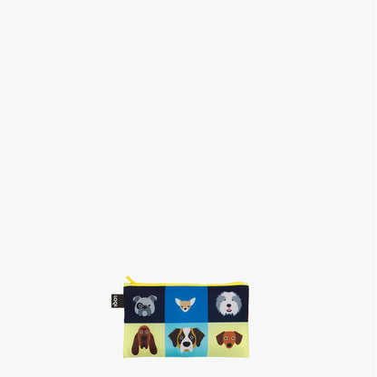LOQI Recycled Zip Pockets Set Of Three, Dogs & Cats | By Stephen Cheetham