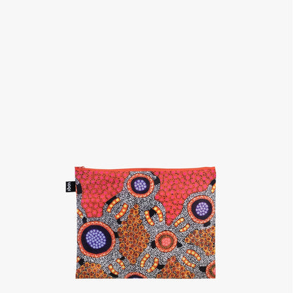 LOQI Recycled Zip Pockets Set Of Three, Water Dreaming | By Warlukurlangu Artists