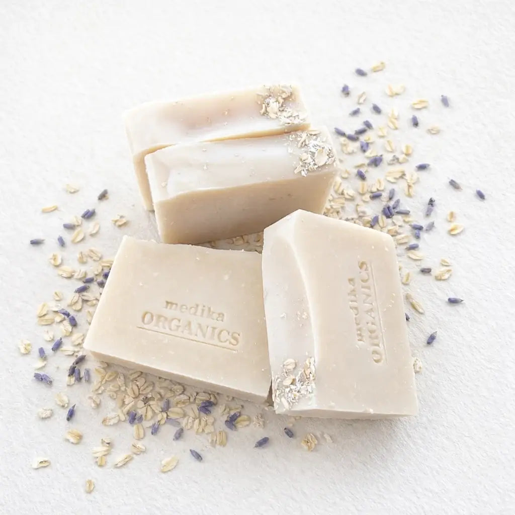 Medika Organics Goat Milk Soap With Lavender & Oats 130g, Handmade In Queensland