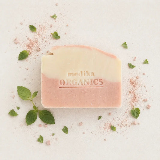 Medika Organics Pink Clay Patchouli Soap Bar 130g, Handmade In Queensland