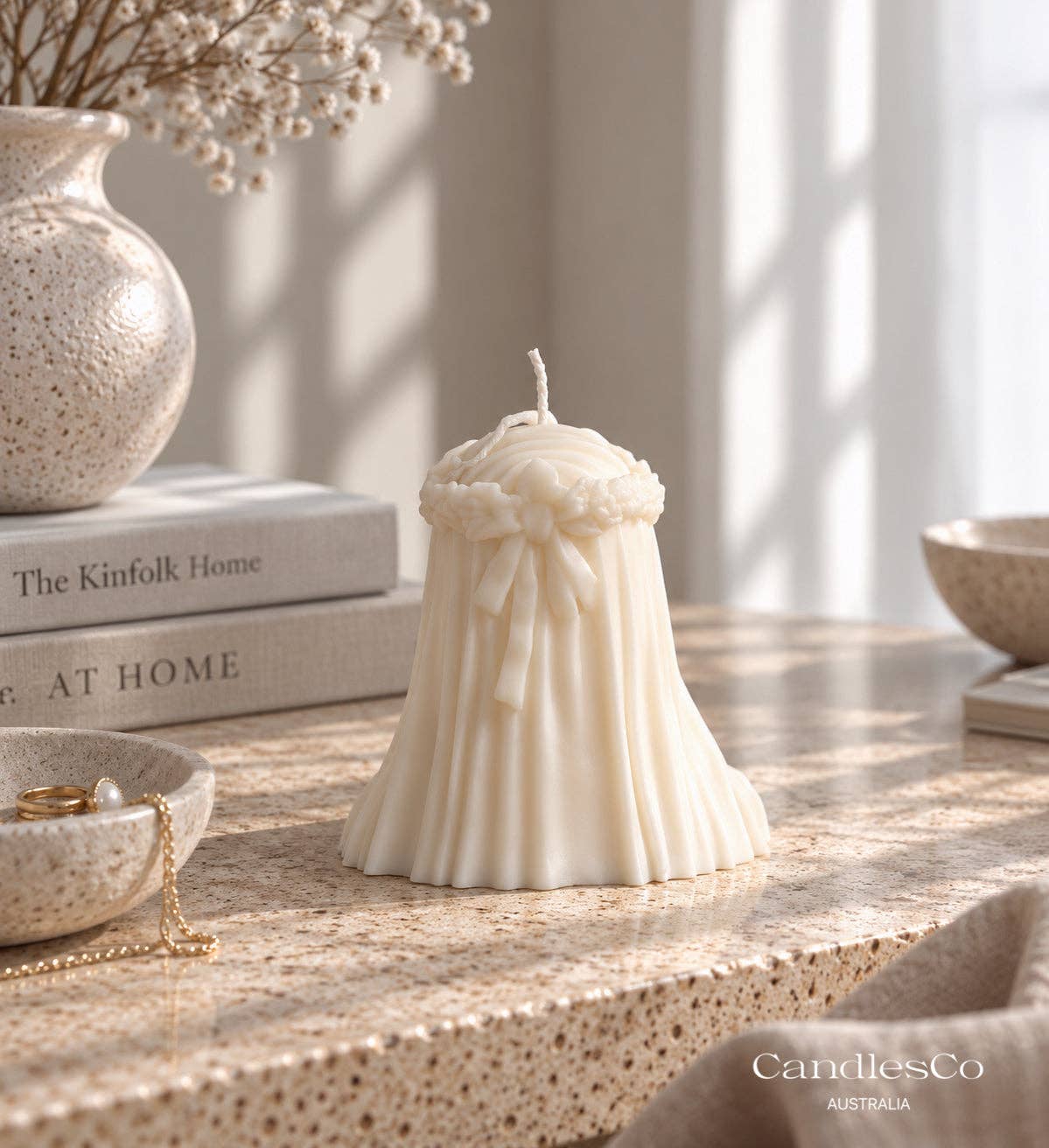 CandlesCo Australia Large Veiled Skull Candle Unscented, A Striking Sculptural Feature