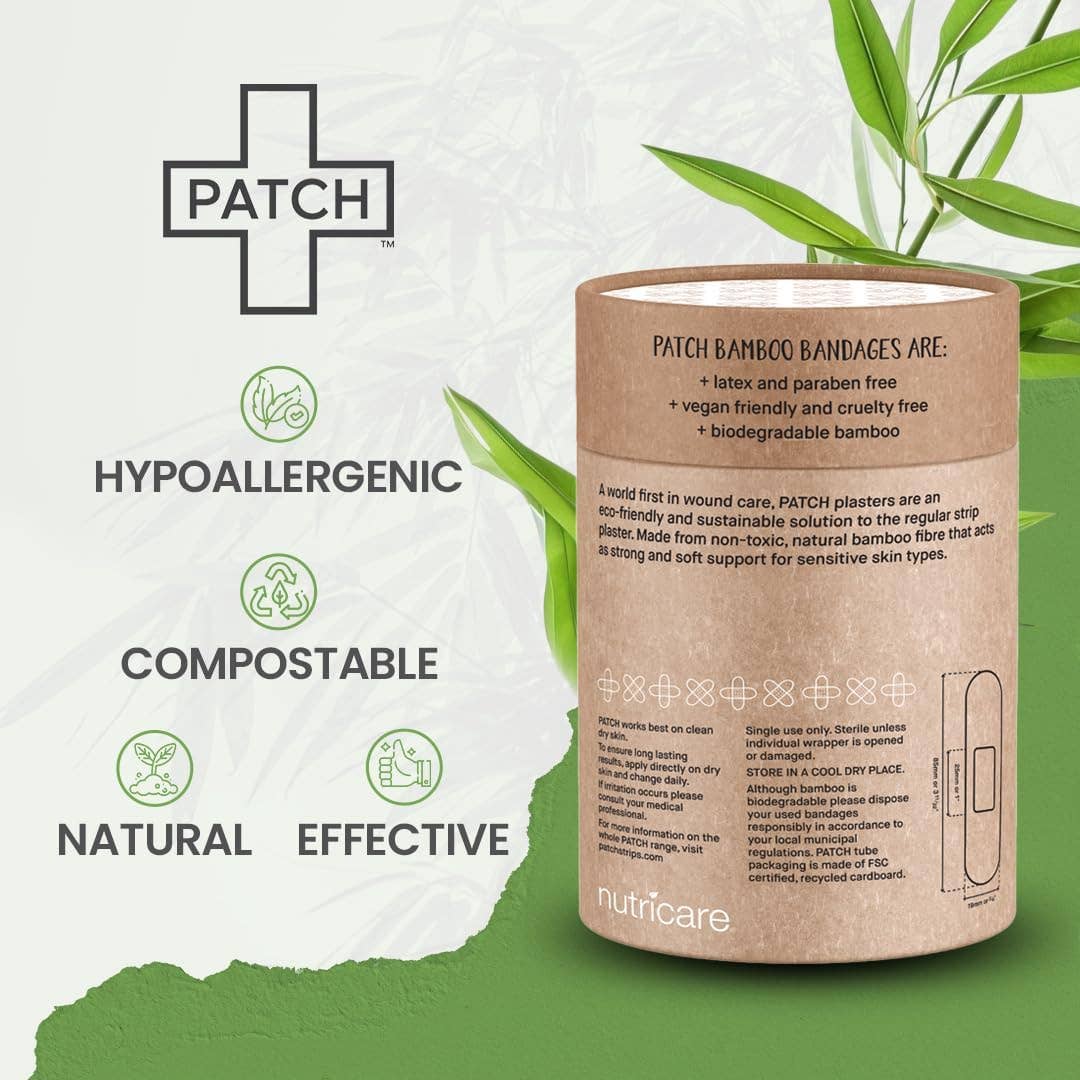 PATCH Natural Bamboo Bandages 100 Pack, For Comfortable Protection