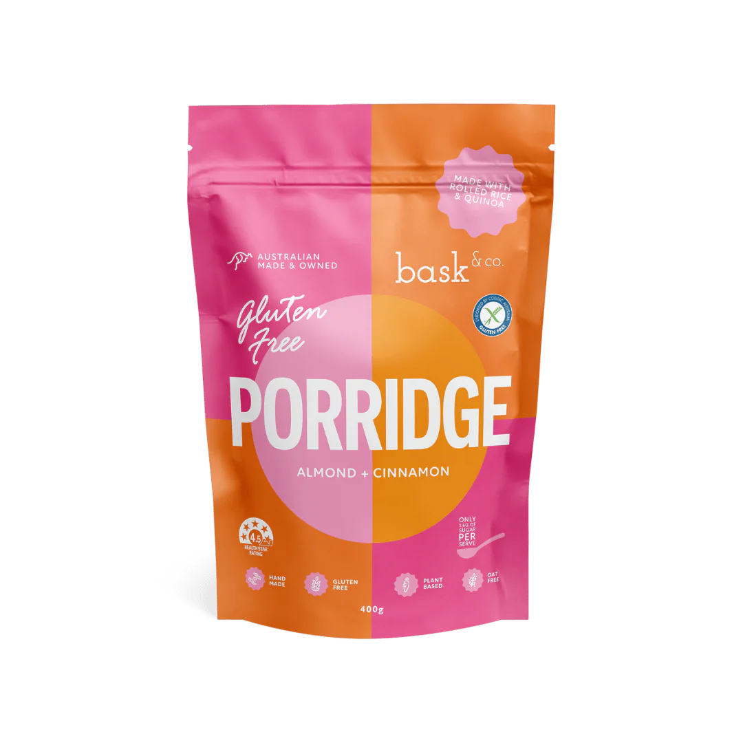 Bask & Co. Almond & Cinnamon Porridge 400g, Gluten Free & Australian Made