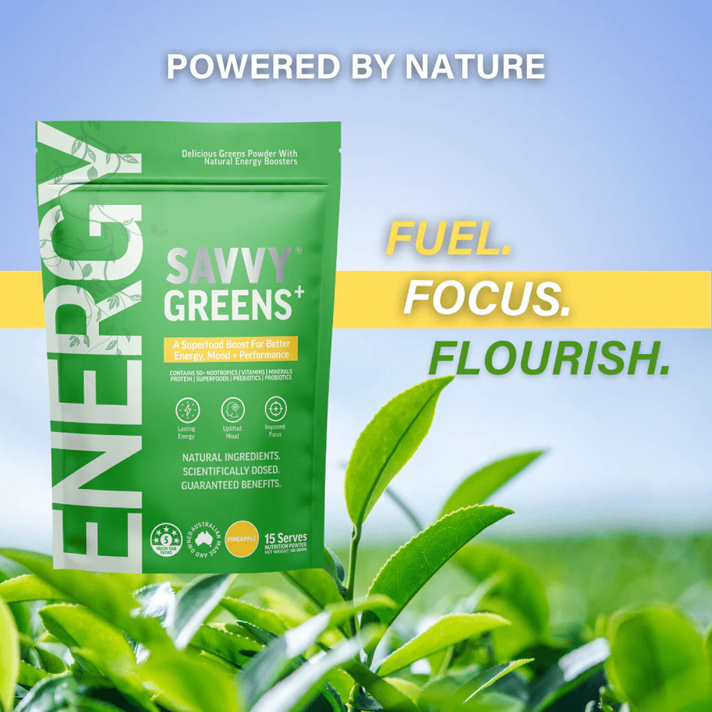 Savvy Greens+ For Energy 15 Serves, Tropical Punch Flavour