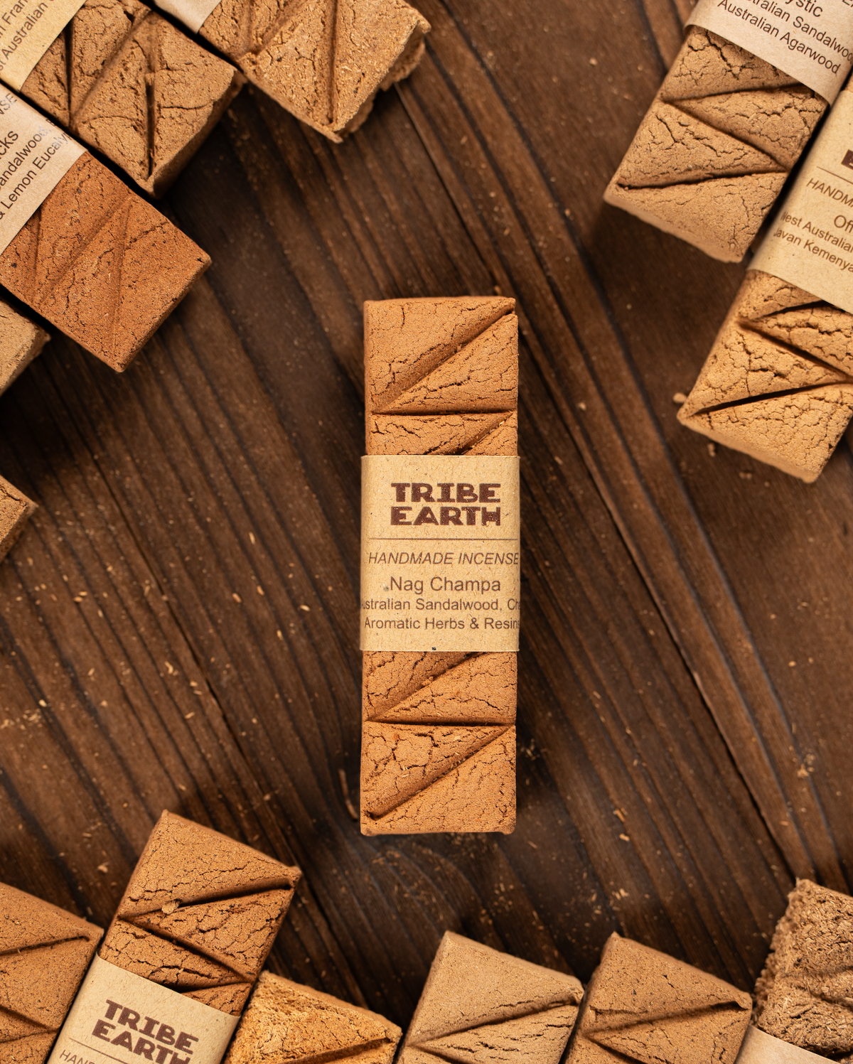 Tribe Earth Nag Champa Incense Plank | 10 Triangles Per Plank, With West Australian Sandalwood, Champa Flowers & Fragipa