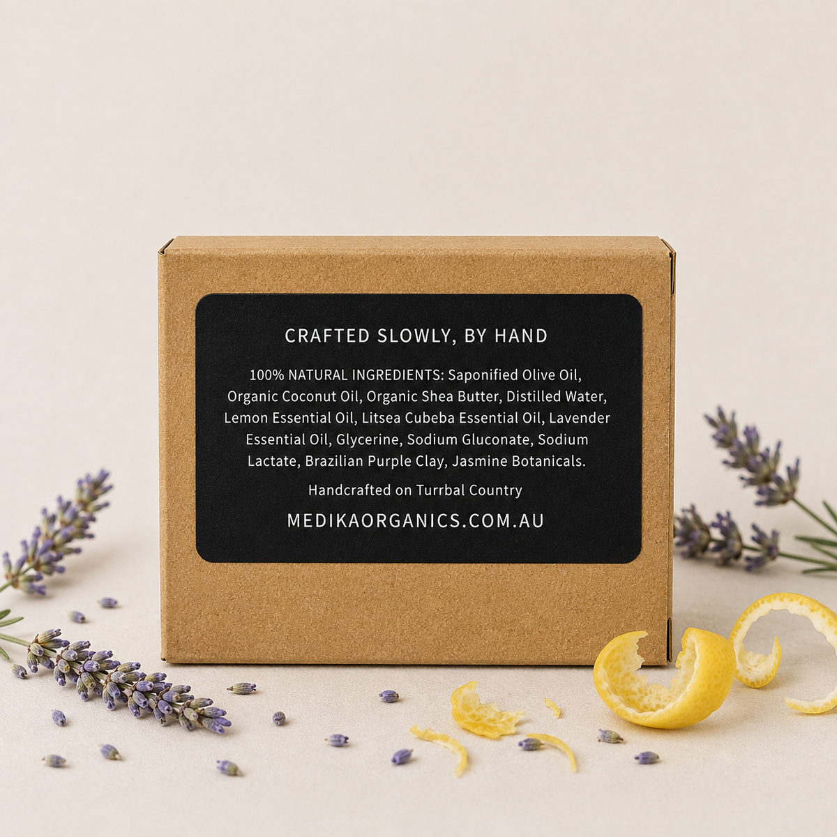 Medika Organics Lemon Lavender Soap Bar 130g, Handmade In Queensland