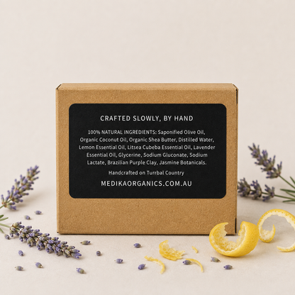 Medika Organics Lemon Lavender Soap Bar 130g, Handmade In Queensland
