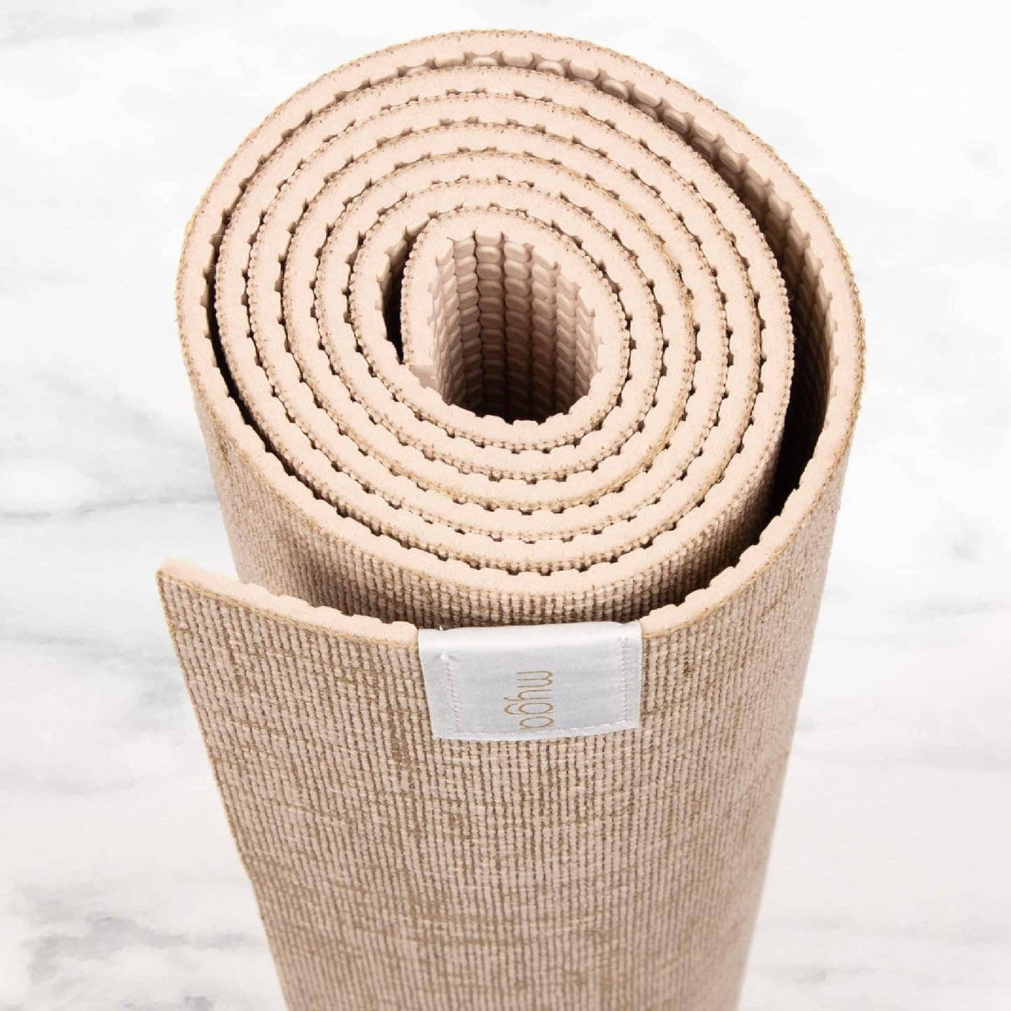 Myga Jute Yoga Mat 183cm × 61cm, Natural Beige Pattern