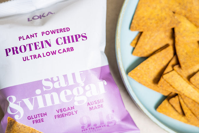 Loka Plant Powered Protein Chips 50g, Salt & Vinegar Flavour Ultra Low Carb