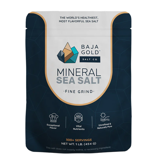 Baja Gold Salt Co. Signature Mineral Sea Salt Fine Grind 454g, From The Sea Of Cortez