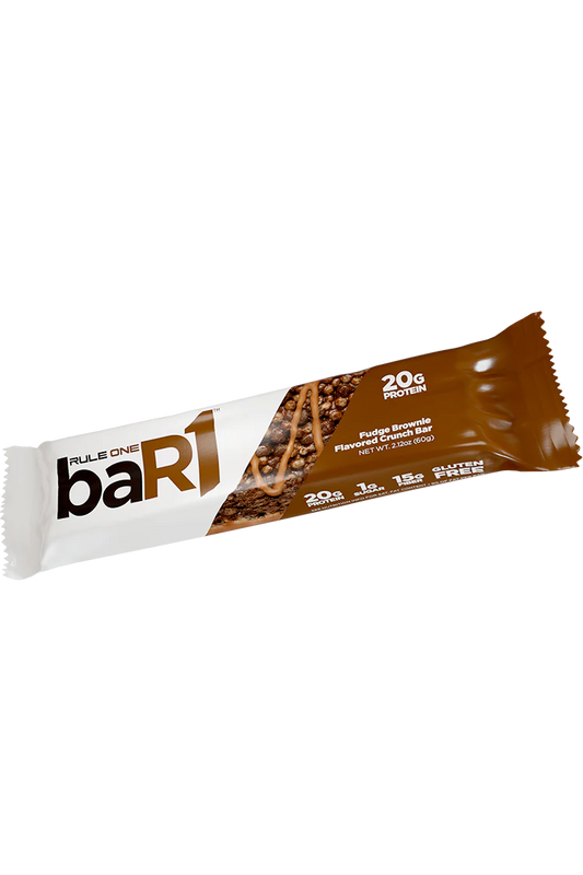 Rule One; Bar 1 Protein Crunch Bar 60g Or A Box Of 12 Bars, Fudge Brownie Flavour With 20g Protein & Only 1g Sugars
