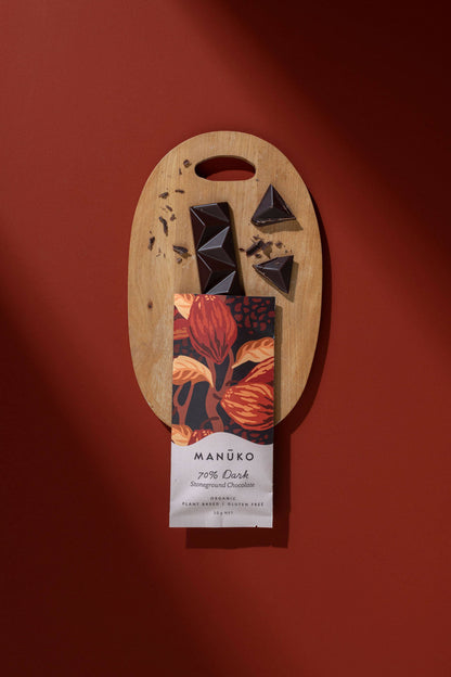 Manuko 70% Dark Chocolate Bar 30g, Stoneground Chocolate
