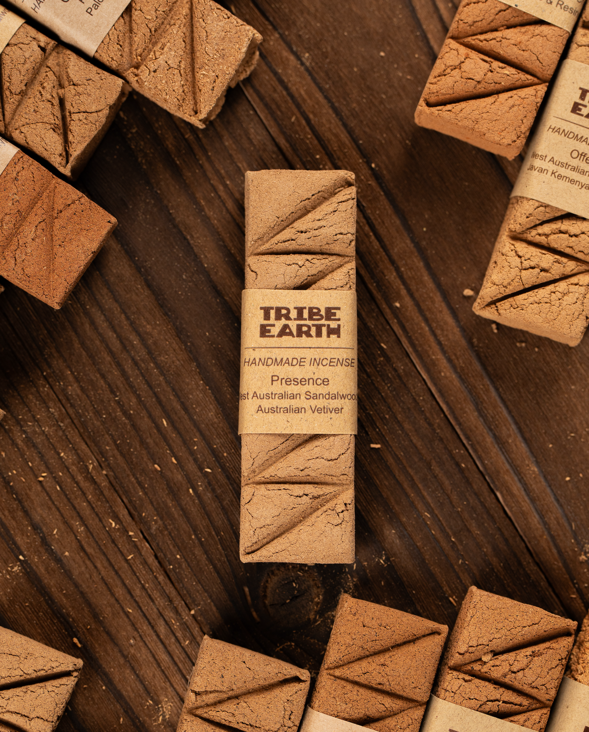 Tribe Earth Presence Incense Plank | 10 Triangles Per Plank, With Australian Vetiver Grass & West Australian Sandalwood