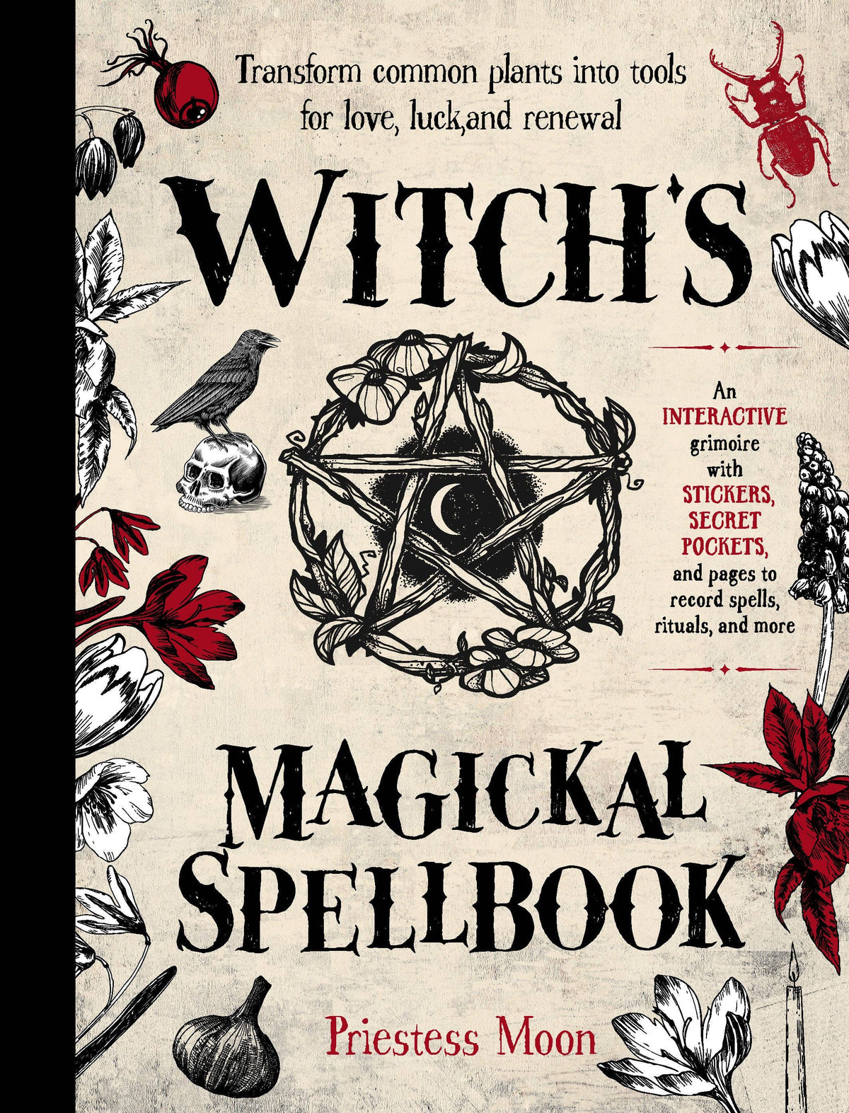 Priestess Moon Witch's Magickal Spellbook, An Interactive Grimoire With Stickers & Secret Pockets