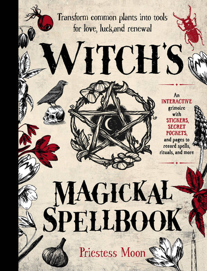 Priestess Moon Witch's Magickal Spellbook, An Interactive Grimoire With Stickers & Secret Pockets