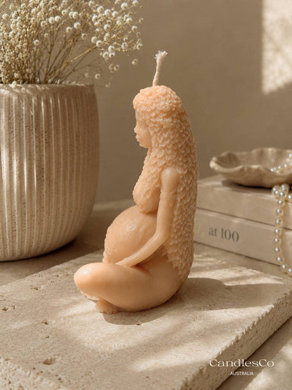 CandlesCo Australia Pregnant Mother Candle Unscented & Honey Colour, Hand Poured Soy Candle