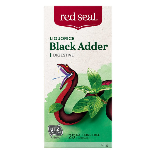 Red Seal Black Adder Liqorice Herbal Tea 25Bags Or 50Bags, Caffeine Free