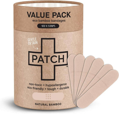 PATCH Natural Bamboo Bandages 100 Pack, For Comfortable Protection
