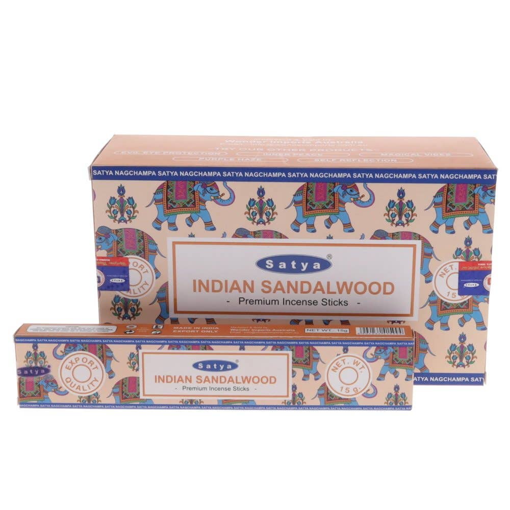Satya Indian Sandalwood Incense 15g Sticks, Classic & Soothing Aroma