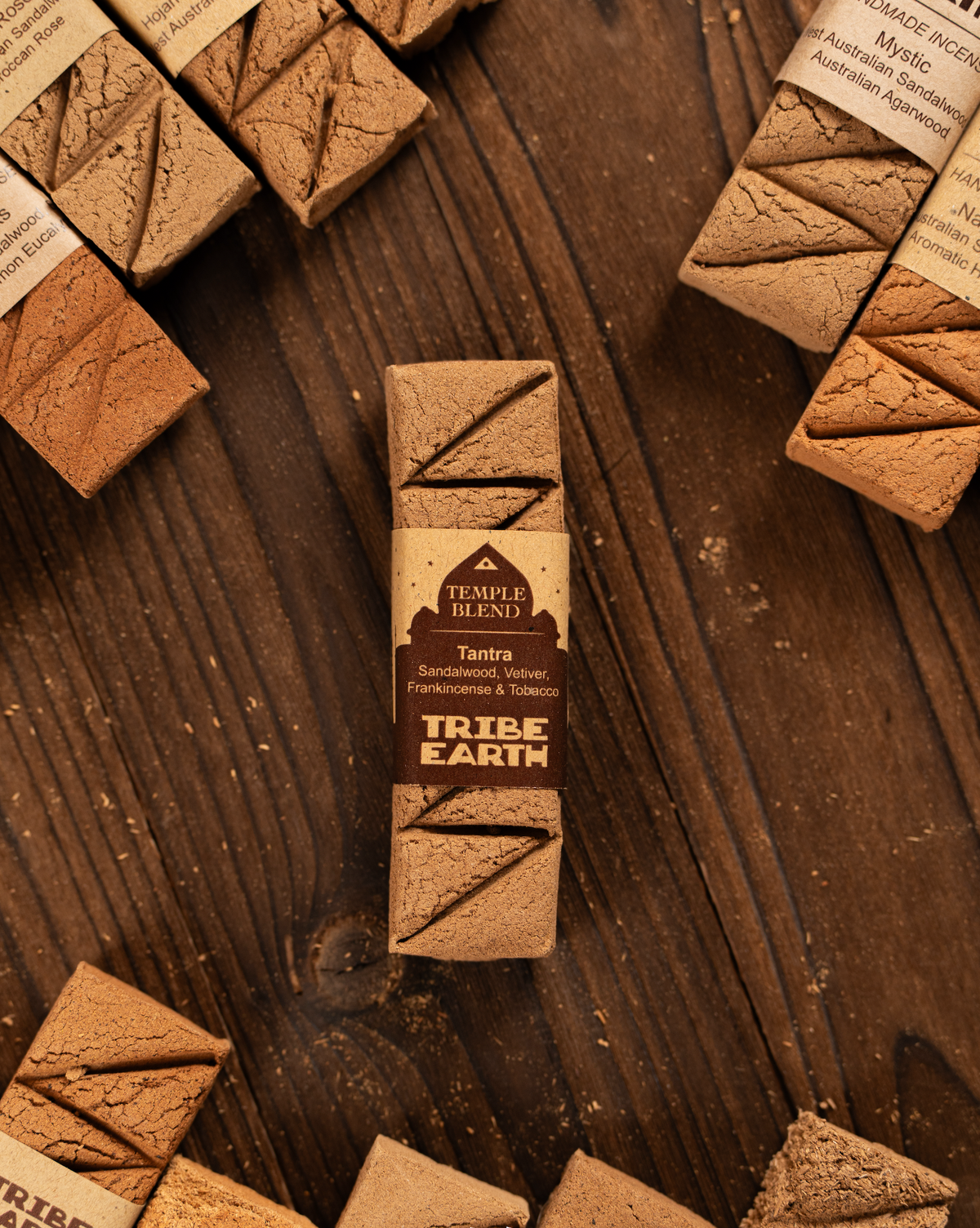 Tribe Earth Tantra - Temple Blend Incense Plank | 10 Triangles Per Plank, With Vetiver & Frankincense