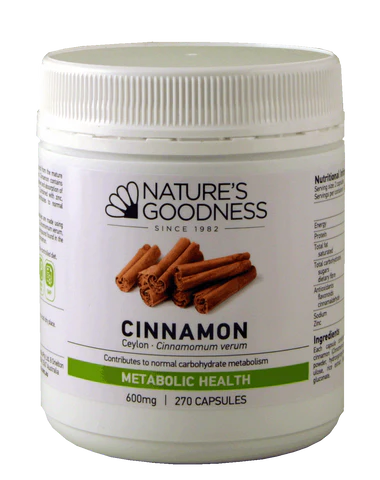 Nature's Goodness Ceylon Cinnamon 600mg 270 Capsules, Metabolic Health