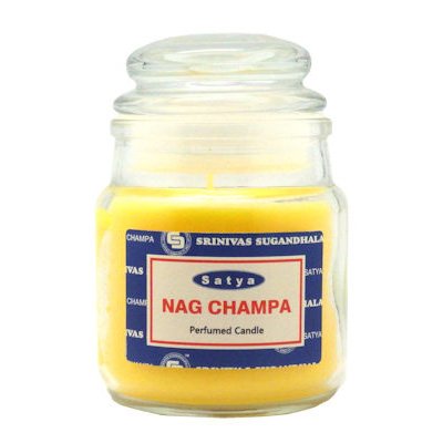 Satya Nag Champa Perfumed Candle In A Jar With A Lid,  With A 16 Hour Burn Time