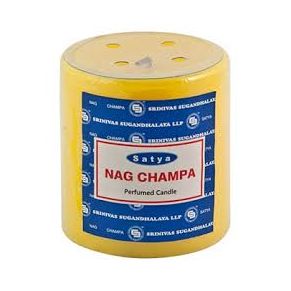 Satya Nag Champa Perfumed Pillar Candle, 7cm & With A 30Hour Burn Time