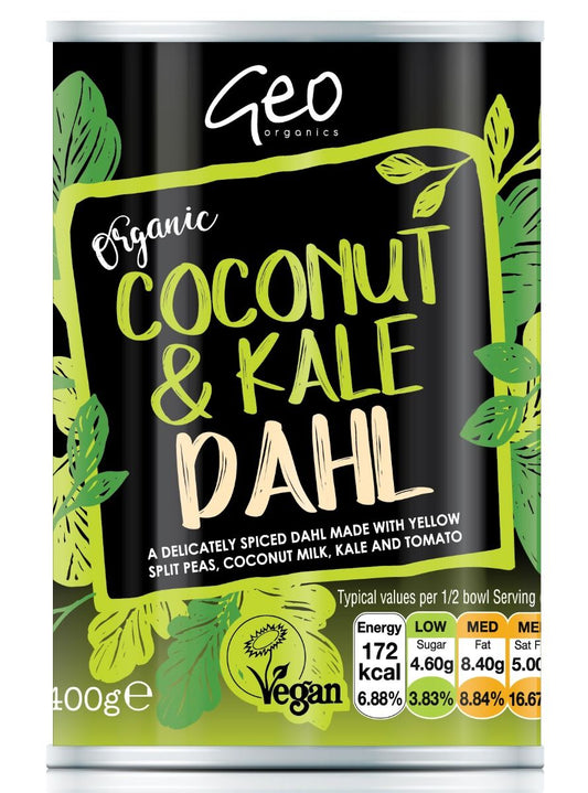 Geo Organics Coconut & Kale Dahl 400g, From Yellow Split Peas & More!